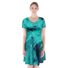 Background Texture Short Sleeve V-neck Flare Dress by HermanTelo