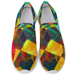 Color Abstract Polygon Background Men s Slip On Sneakers by HermanTelo