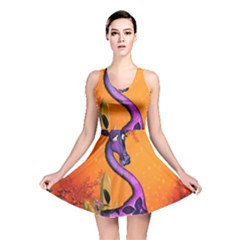 Funny Giraffe In The Night Reversible Skater Dress by FantasyWorld7