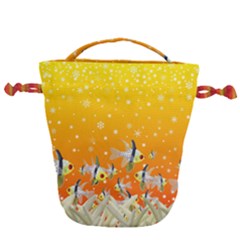 Fish Snow Coral Fairy Tale Drawstring Bucket Bag by HermanTelo