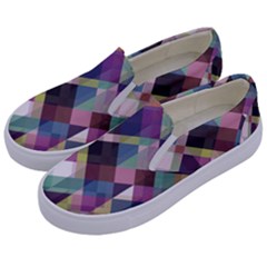 Geometric Blue Violet Pink Kids  Canvas Slip Ons by HermanTelo