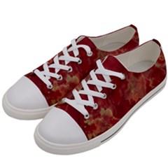 Marble Red Yellow Background Women s Low Top Canvas Sneakers by HermanTelo