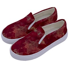 Marble Red Yellow Background Kids  Canvas Slip Ons by HermanTelo