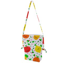 Pattern Fruits Orange Green Folding Shoulder Bag by HermanTelo