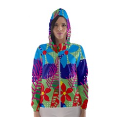 Pattern Leaf Polka Floral Women s Hooded Windbreaker by HermanTelo