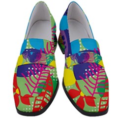 Pattern Leaf Polka Floral Women s Chunky Heel Loafers by HermanTelo