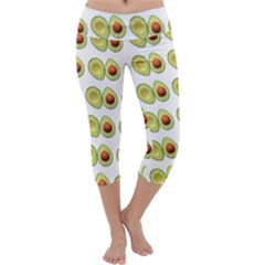 Pattern Avocado Green Fruit Capri Yoga Leggings by HermanTelo