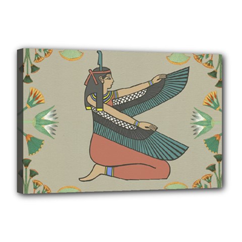 Egyptian Woman Wings Design Canvas 18  X 12  (stretched) by Sapixe