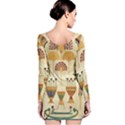 Egyptian Paper Papyrus Hieroglyphs Long Sleeve Velvet Bodycon Dress View2