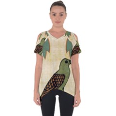 Egyptian Paper Papyrus Bird Cut Out Side Drop Tee by Sapixe