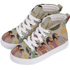 Egyptian Paper Women Child Owl Kids  Hi-top Skate Sneakers by Sapixe