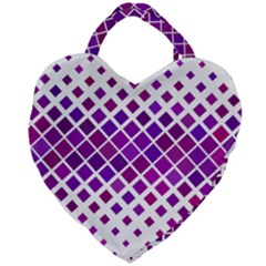 Pattern Square Purple Horizontal Giant Heart Shaped Tote by HermanTelo