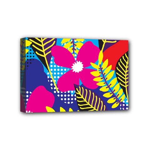 Pattern Leaf Polka Rainbow Mini Canvas 6  X 4  (stretched) by HermanTelo