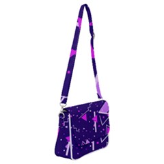 Purple Blue Geometric Pattern Shoulder Bag With Back Zipper by HermanTelo
