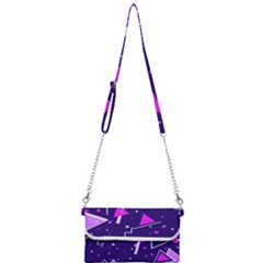 Purple Blue Geometric Pattern Mini Crossbody Handbag by HermanTelo