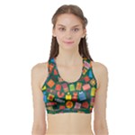 Presents Gifts Background Colorful Sports Bra with Border