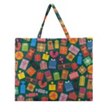 Presents Gifts Background Colorful Zipper Large Tote Bag