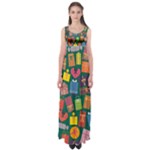 Presents Gifts Background Colorful Empire Waist Maxi Dress