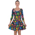 Presents Gifts Background Colorful Quarter Sleeve Skater Dress