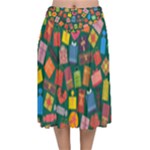 Presents Gifts Background Colorful Velvet Flared Midi Skirt