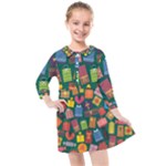 Presents Gifts Background Colorful Kids  Quarter Sleeve Shirt Dress