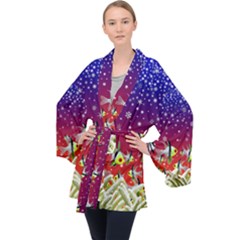 Sea Snow Christmas Coral Fish Velvet Kimono Robe by HermanTelo