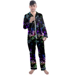 Snowflakes Men s Satin Pajamas Long Pants Set by HermanTelo