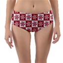 Snowflake Red White Reversible Mid-Waist Bikini Bottoms View1