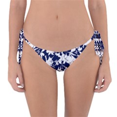 Navy & White Floral Design Reversible Bikini Bottom by WensdaiAmbrose
