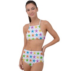 Star Pattern Design Decoration High Waist Tankini Set by Sapixe