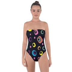 Abstract Background Retro Tie Back One Piece Swimsuit by Sapixe
