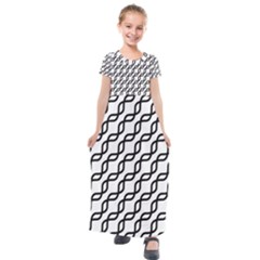 Diagonal Stripe Pattern Kids  Short Sleeve Maxi Dress by Sapixe