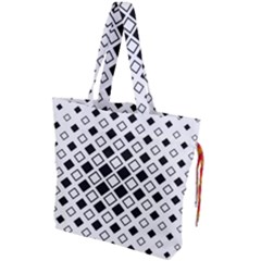 Square Diagonal Pattern Monochrome Drawstring Tote Bag by Sapixe