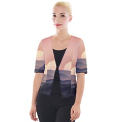 Sunset Sky Sun Graphics Cropped Button Cardigan by HermanTelo