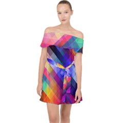 Abstract Background Colorful Pattern Off Shoulder Chiffon Dress