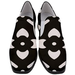 Pattern Flower Black Slip On Heel Loafers by Bajindul