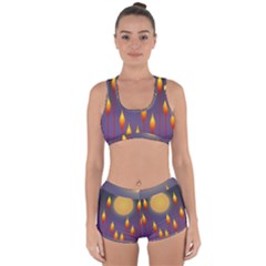 Night Moon Flora Background Racerback Boyleg Bikini Set