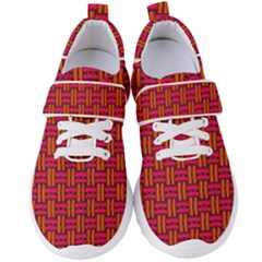 Pattern Red Background Structure Women s Velcro Strap Shoes by Bajindul