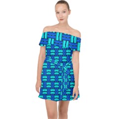 Pattern Graphic Background Image Blue Off Shoulder Chiffon Dress
