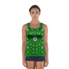 Stars Of Bleeding Hearts In Green Sport Tank Top 