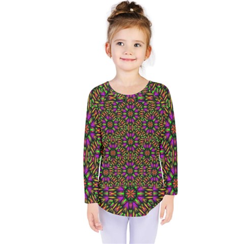 Paradise Flower In The Jungle Kids  Long Sleeve Tee by pepitasart