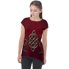 Wonderful Decorative Celtic Knot Cap Sleeve High Low Top by FantasyWorld7