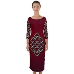 Wonderful Decorative Celtic Knot Quarter Sleeve Midi Bodycon Dress by FantasyWorld7