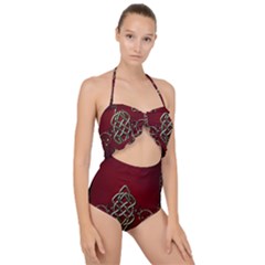 Wonderful Decorative Celtic Knot Scallop Top Cut Out Swimsuit by FantasyWorld7
