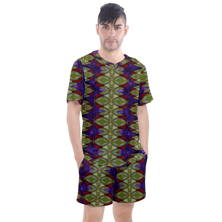 Divine Flowers Striving To Reach Universe Men s Mesh Tee and Shorts Set
