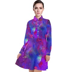 Galaxy Now Long Sleeve Chiffon Shirt Dress by arwwearableart