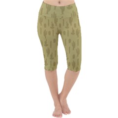 Cactus Pattern Lightweight Velour Cropped Yoga Leggings by Valentinaart