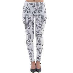 Doodle Pattern Lightweight Velour Leggings by Valentinaart