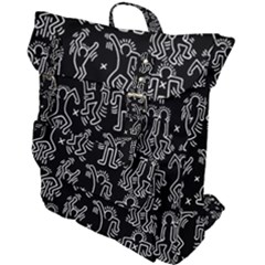 Doodle Pattern Buckle Up Backpack by Valentinaart