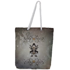 Wonderful Elegant Frog With Flowers Full Print Rope Handle Tote (large) by FantasyWorld7